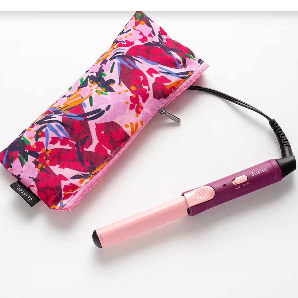 NEW Glister mini curls travel clip curler with Carrying Pouch Plum